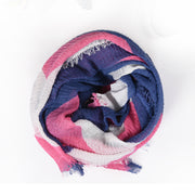 Printed Crinkle Rusari - Pink & Blue